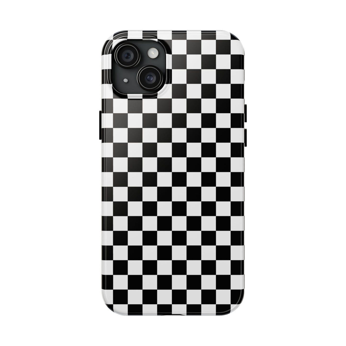Checker Flag Tough Phone Case - Black and White Graphic Design