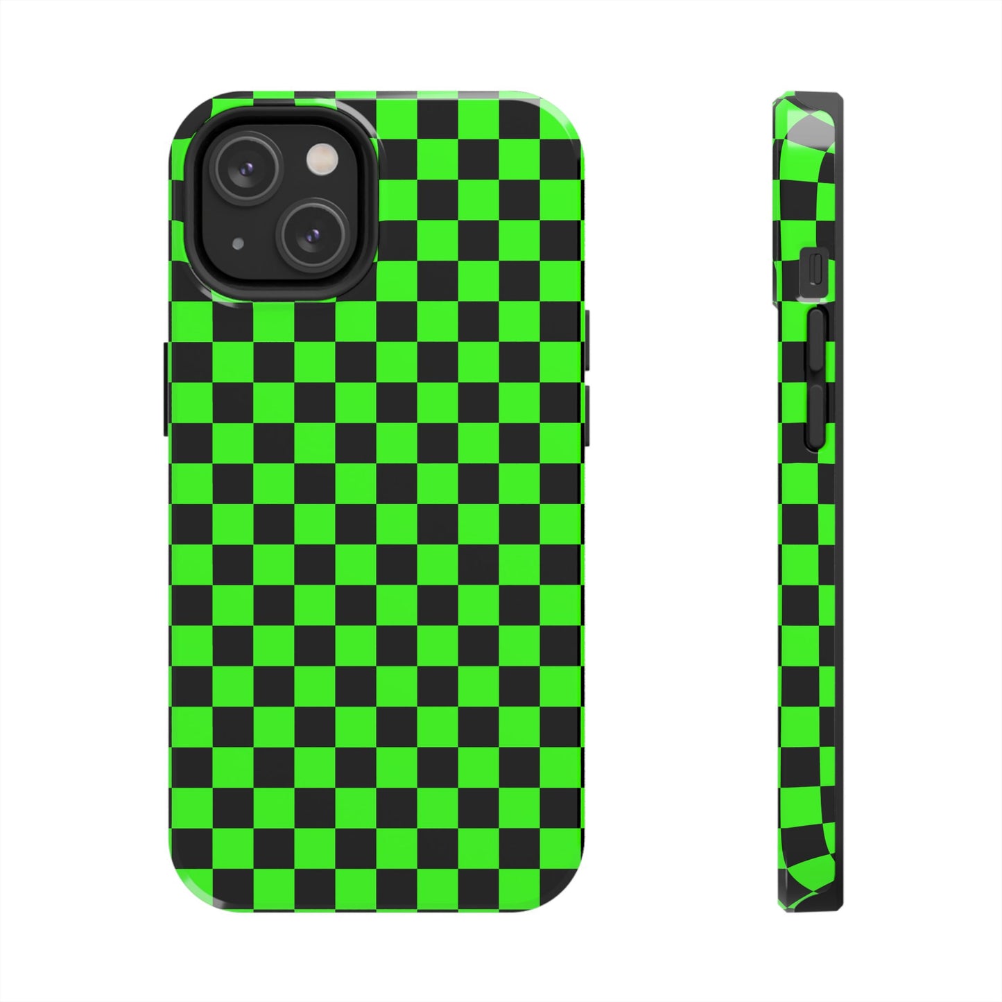 Green and Black Checkered Checkerboard Tough Phone Case
