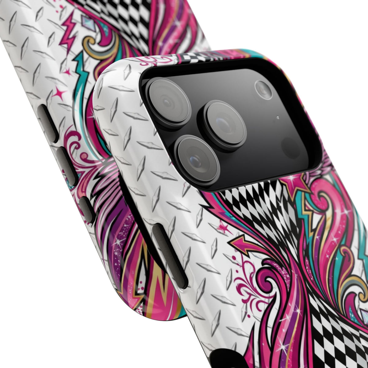 Magnetic Phone Case – Colorful Psychedelic Checkerboard Design