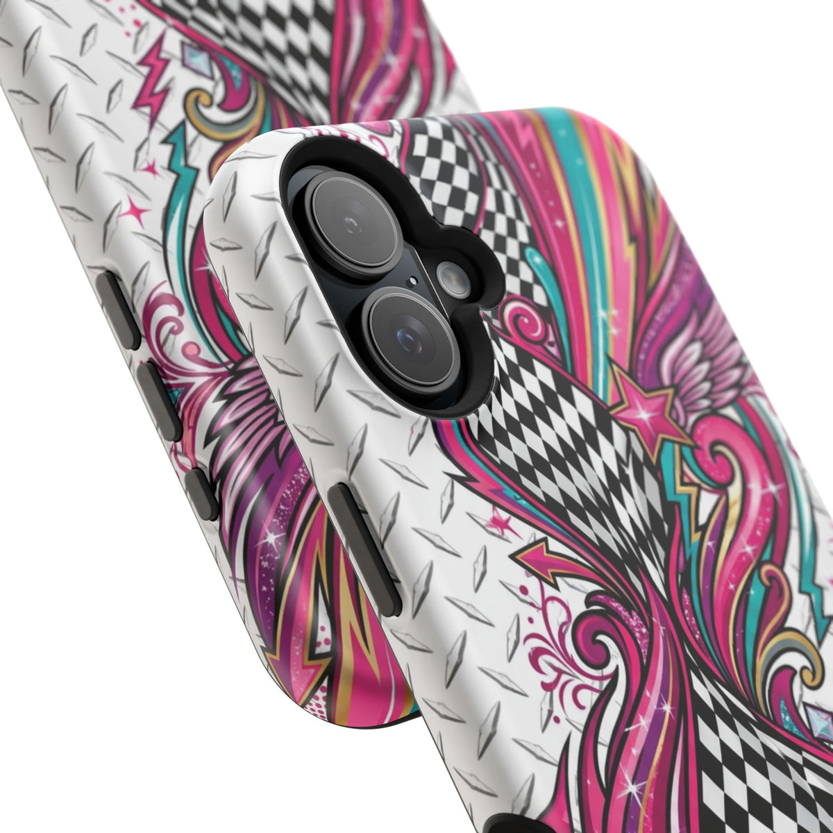 Magnetic Phone Case – Colorful Psychedelic Checkerboard Design