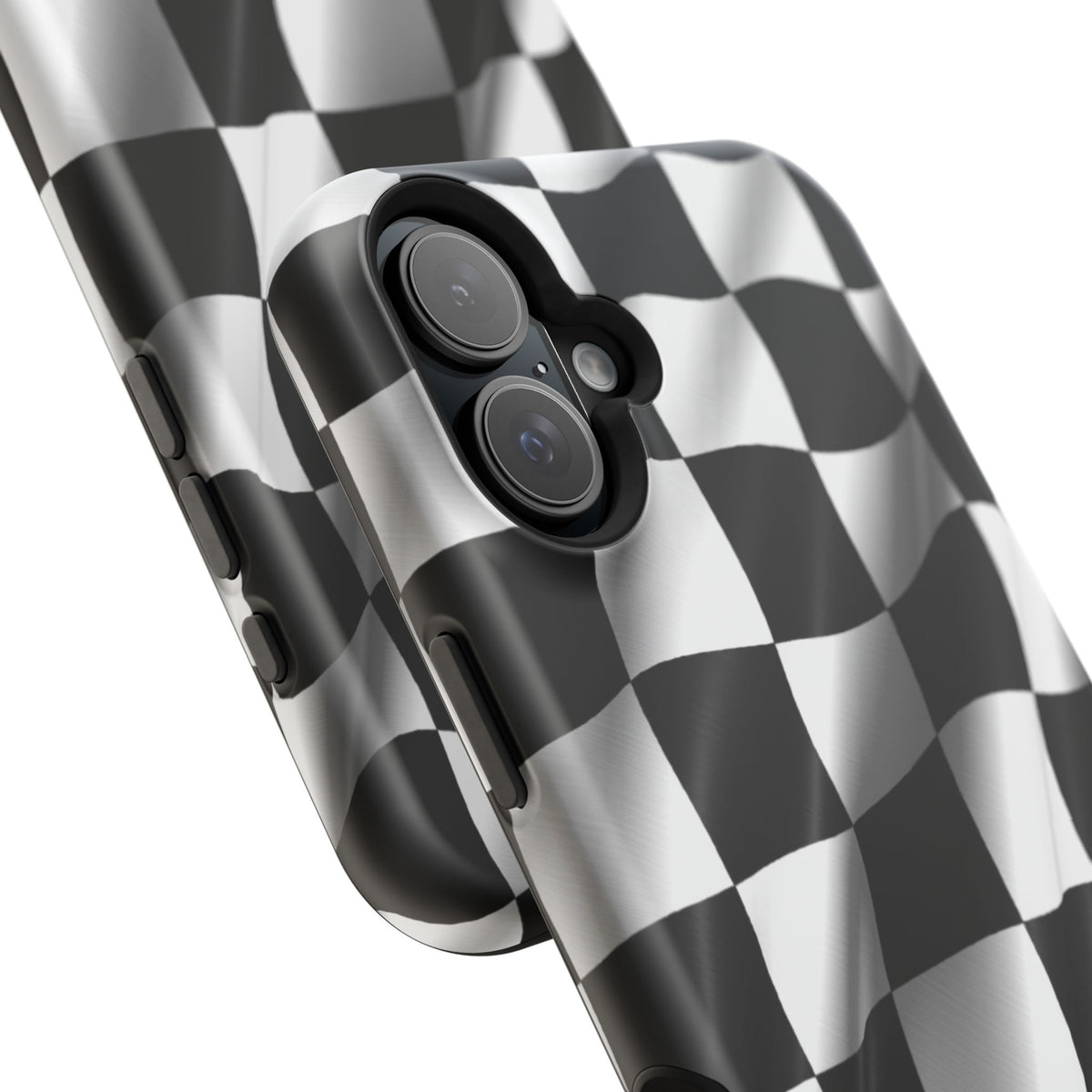 Black and White Checker Flag Waving Magnetic Phone Case