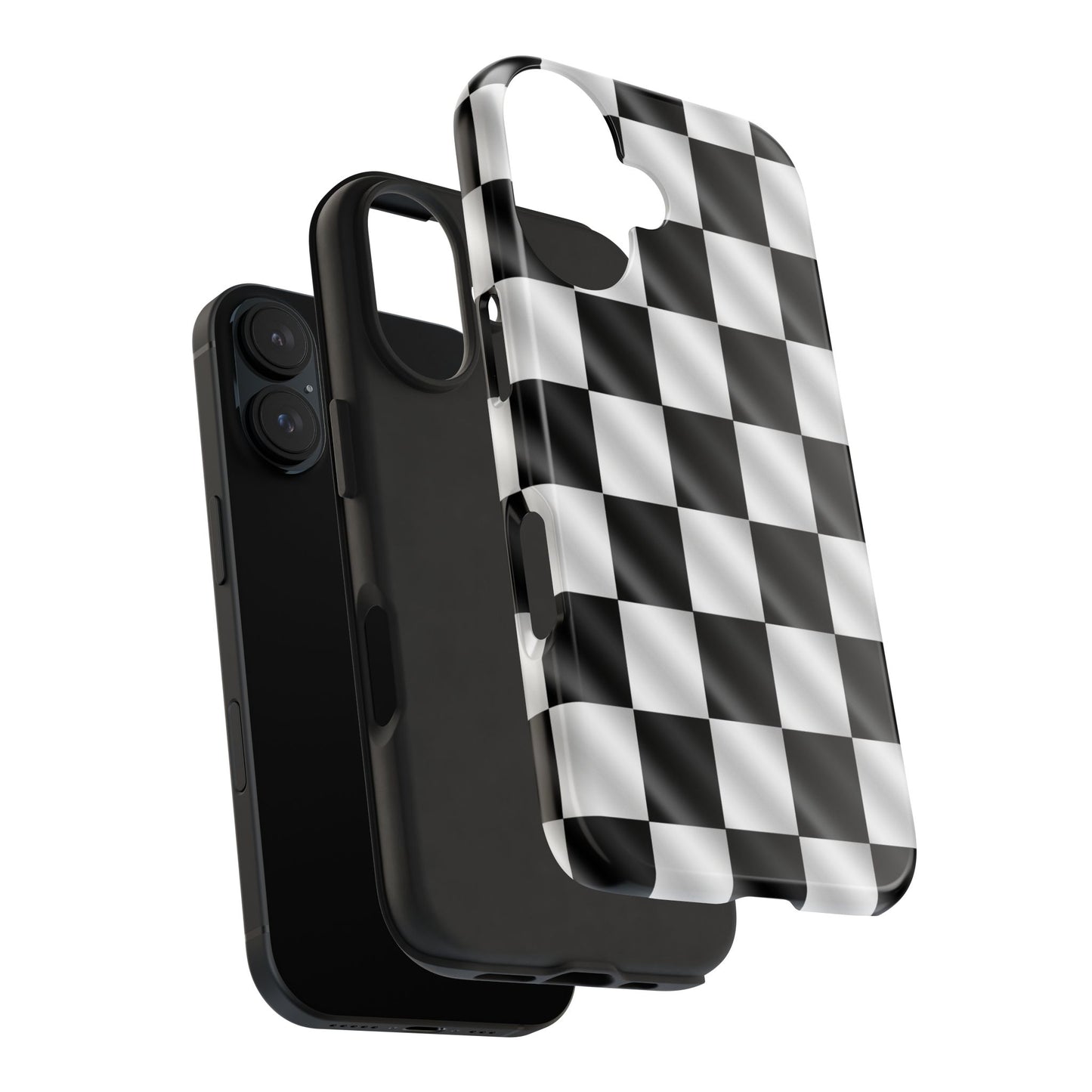3D Effect Checkered Flag Tough Phone Cases