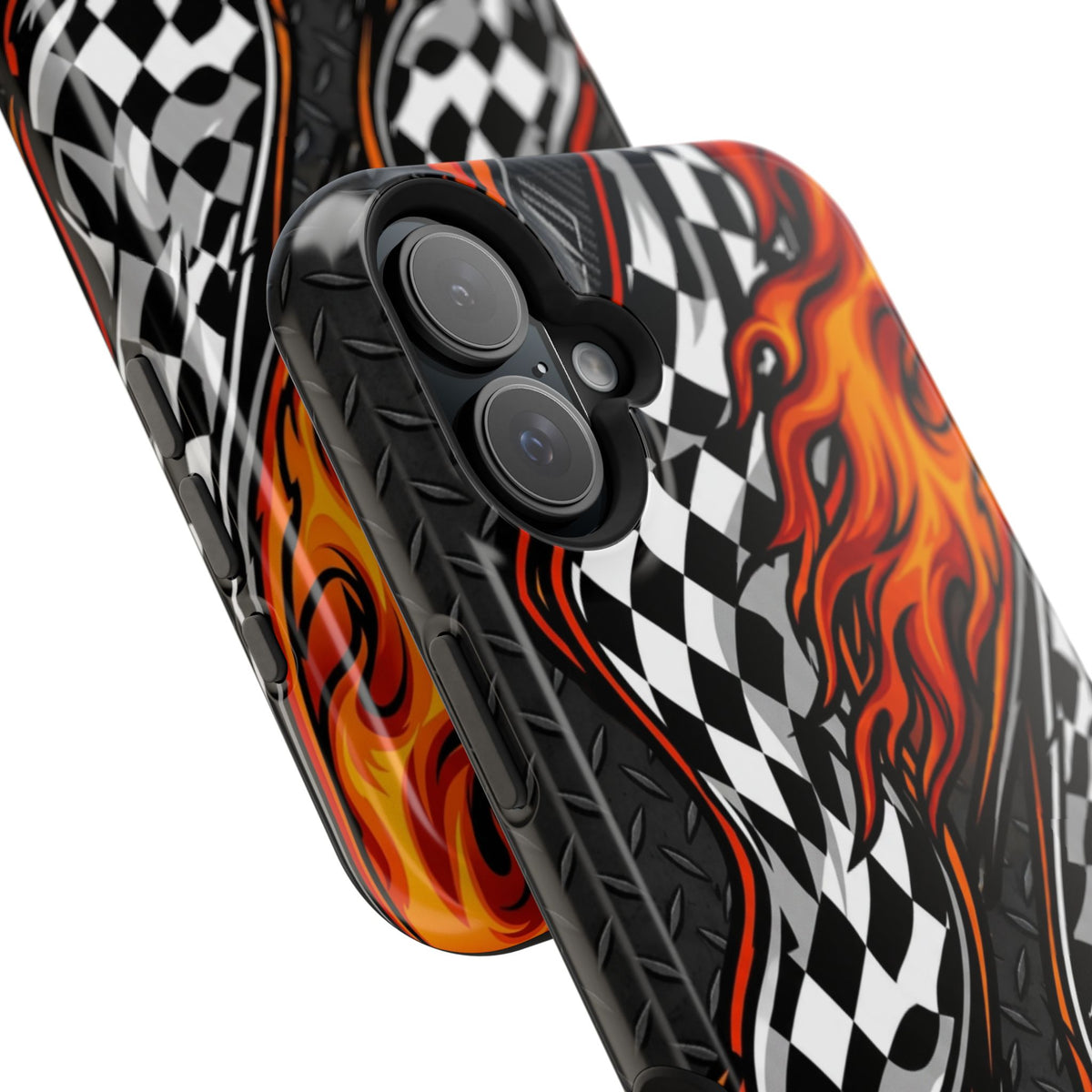 Racing Flames Checkered Flag Magnetic Phone Case