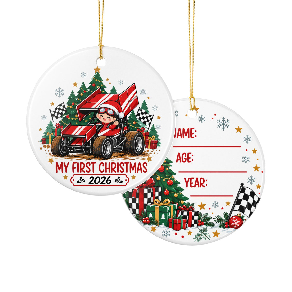 My First Christmas 2026 Sprint Race Car Ceramic Ornament