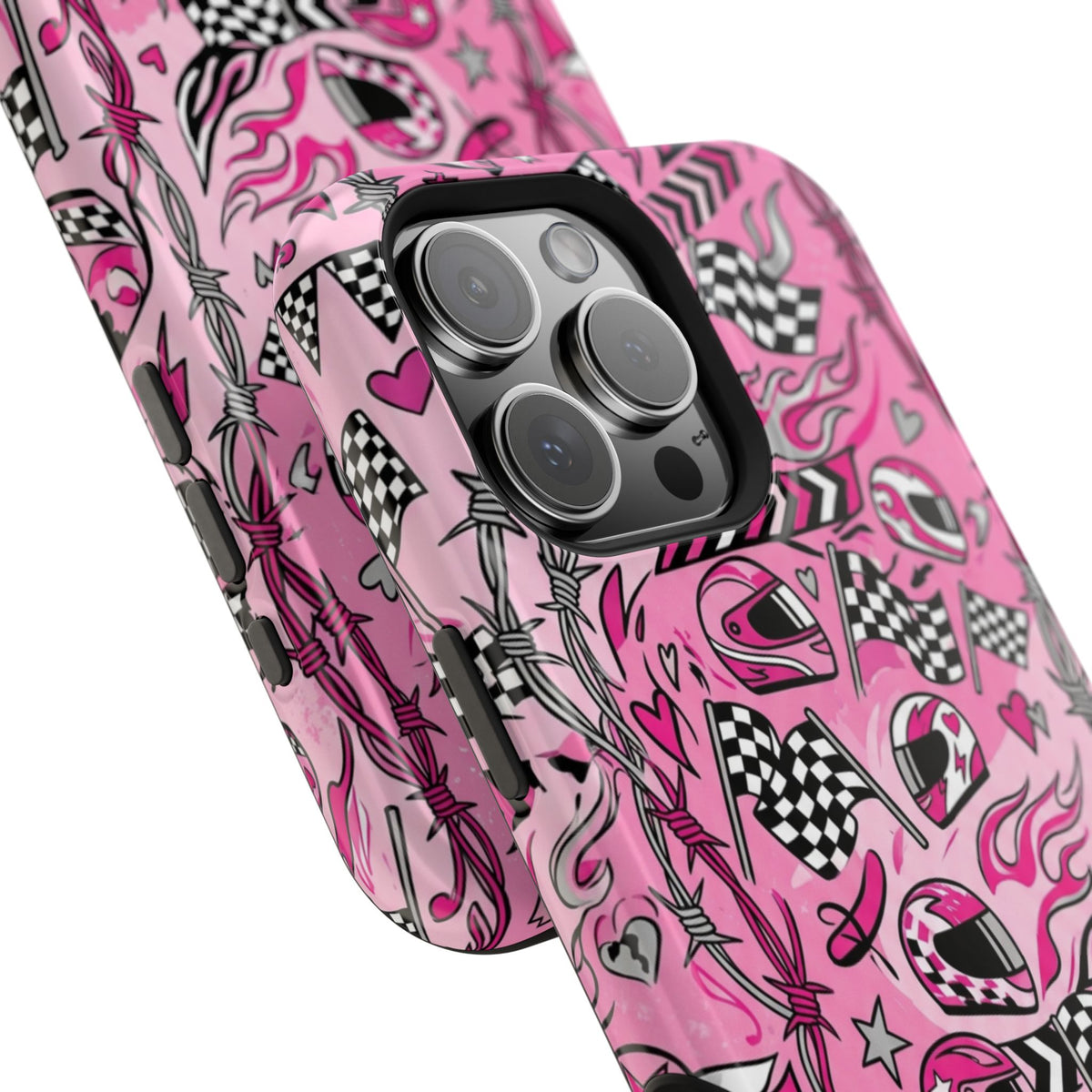 Pink Racing Helmets Magnetic Phone Case