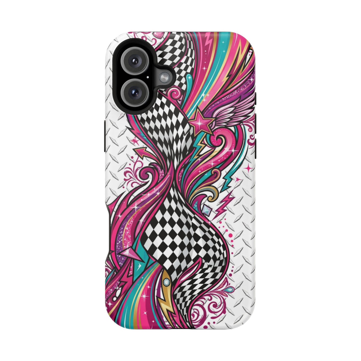 Magnetic Phone Case – Colorful Psychedelic Checkerboard Design