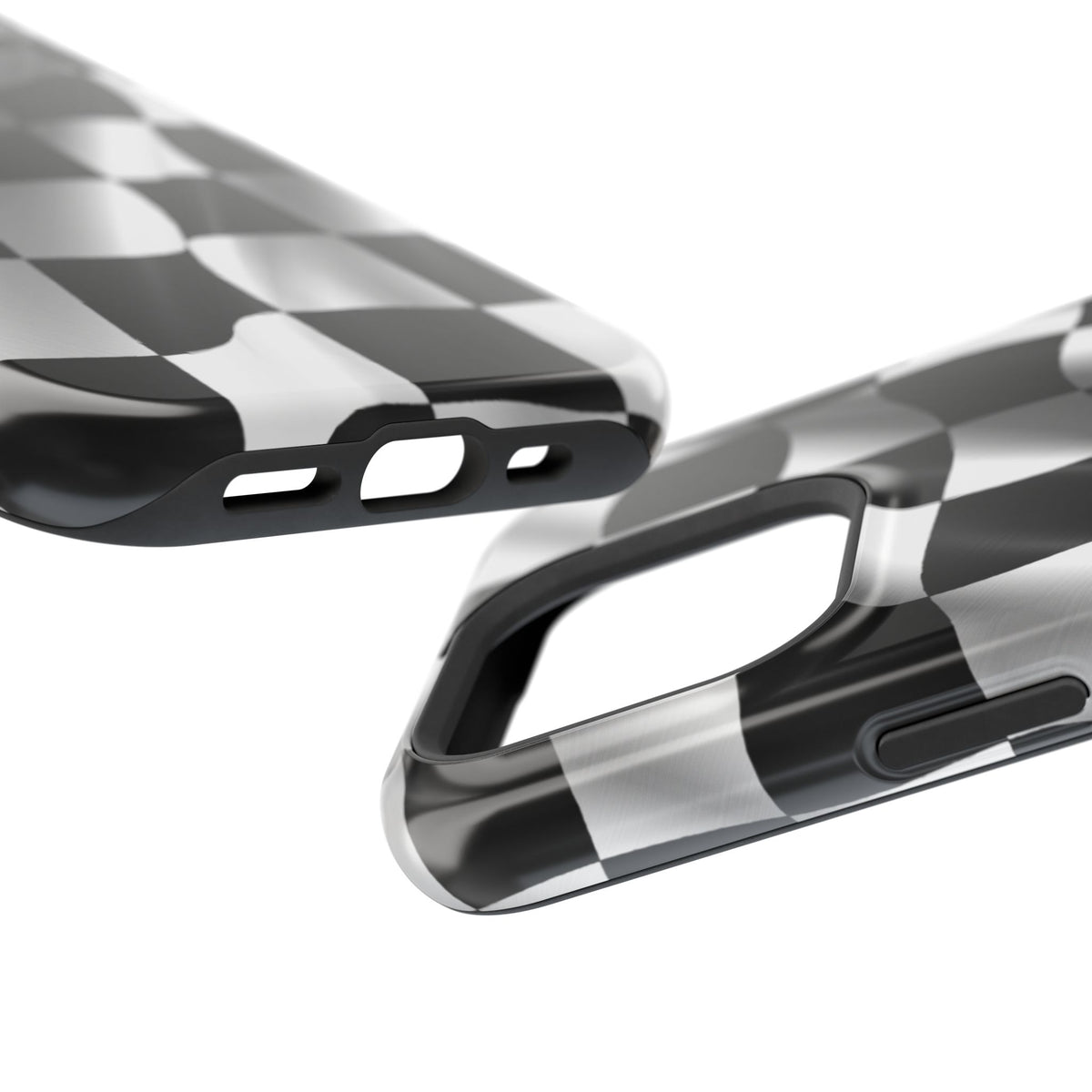 Black and White Checker Flag Waving Magnetic Phone Case