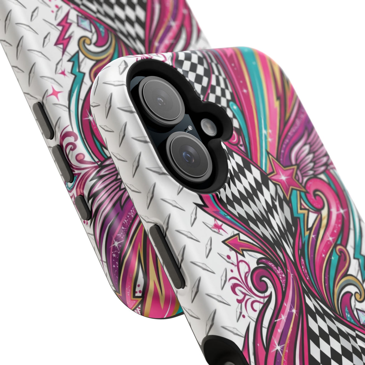 Magnetic Phone Case – Colorful Psychedelic Checkerboard Design