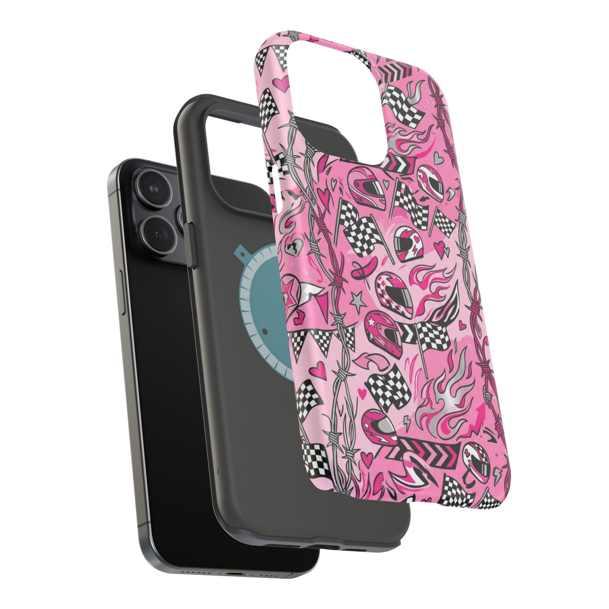 Pink Racing Helmets Magnetic Phone Case