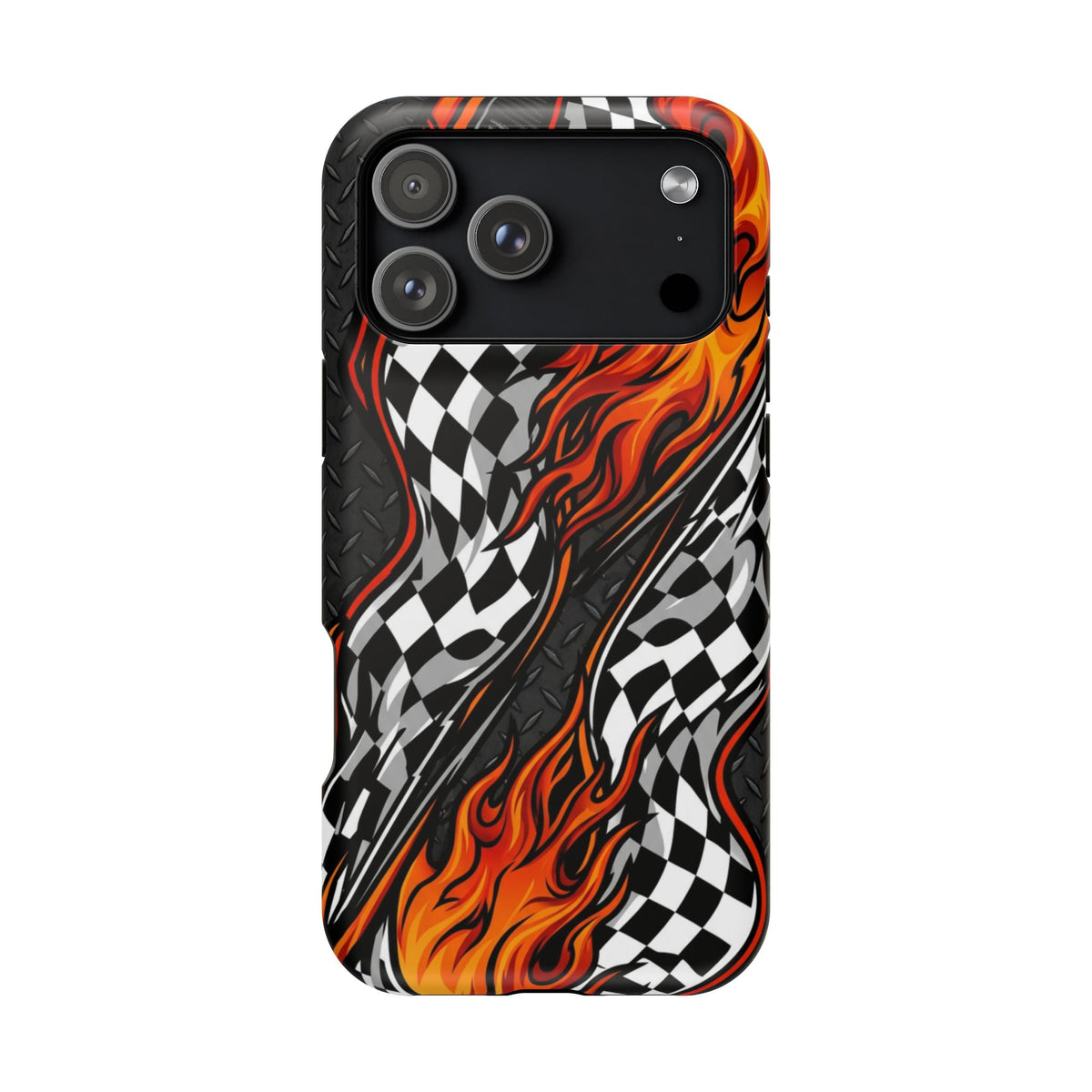 Racing Flames Checkered Flag Magnetic Phone Case
