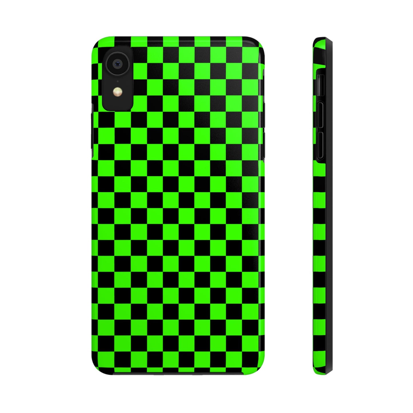 Green and Black Checkered Checkerboard Tough Phone Case