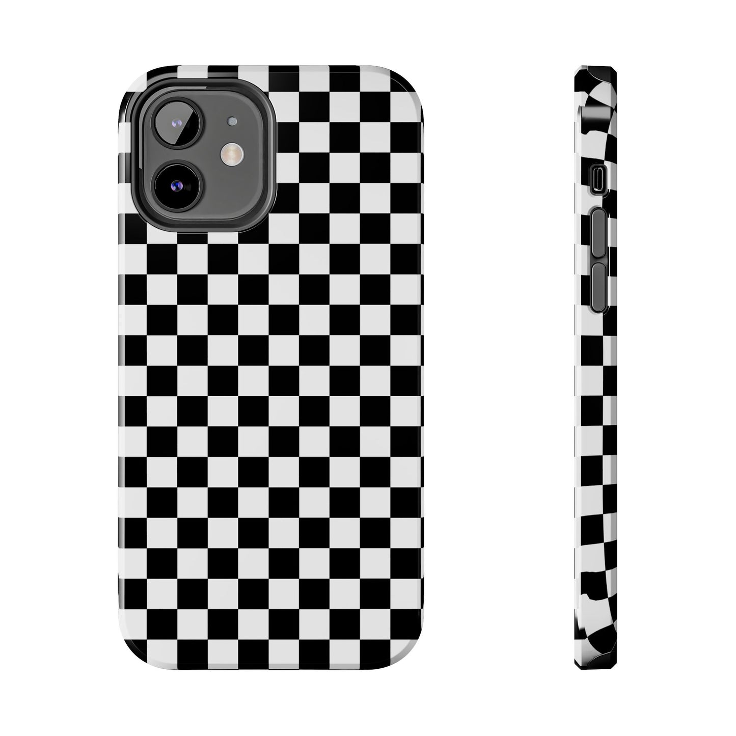 Checker Flag Tough Phone Case - Black and White Graphic Design