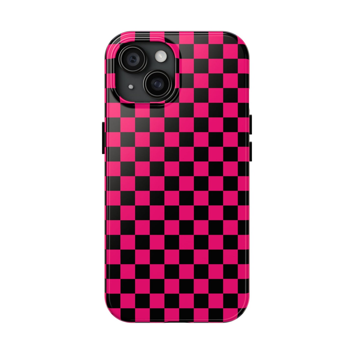 Checker Flag Graphic Pink And Black Tough Phone Cases