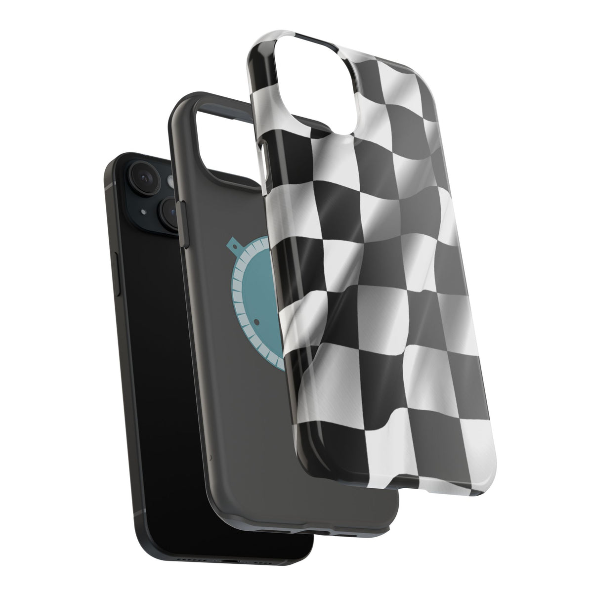 Black and White Checker Flag Waving Magnetic Phone Case