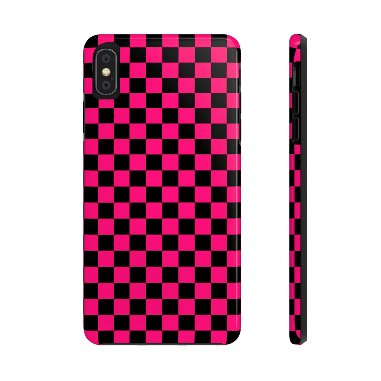Checker Flag Graphic Pink And Black Tough Phone Cases