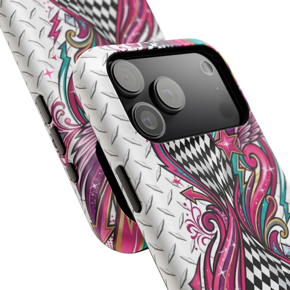 Magnetic Phone Case – Colorful Psychedelic Checkerboard Design
