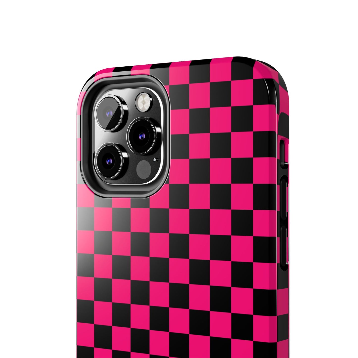 Checker Flag Graphic Pink And Black Tough Phone Cases
