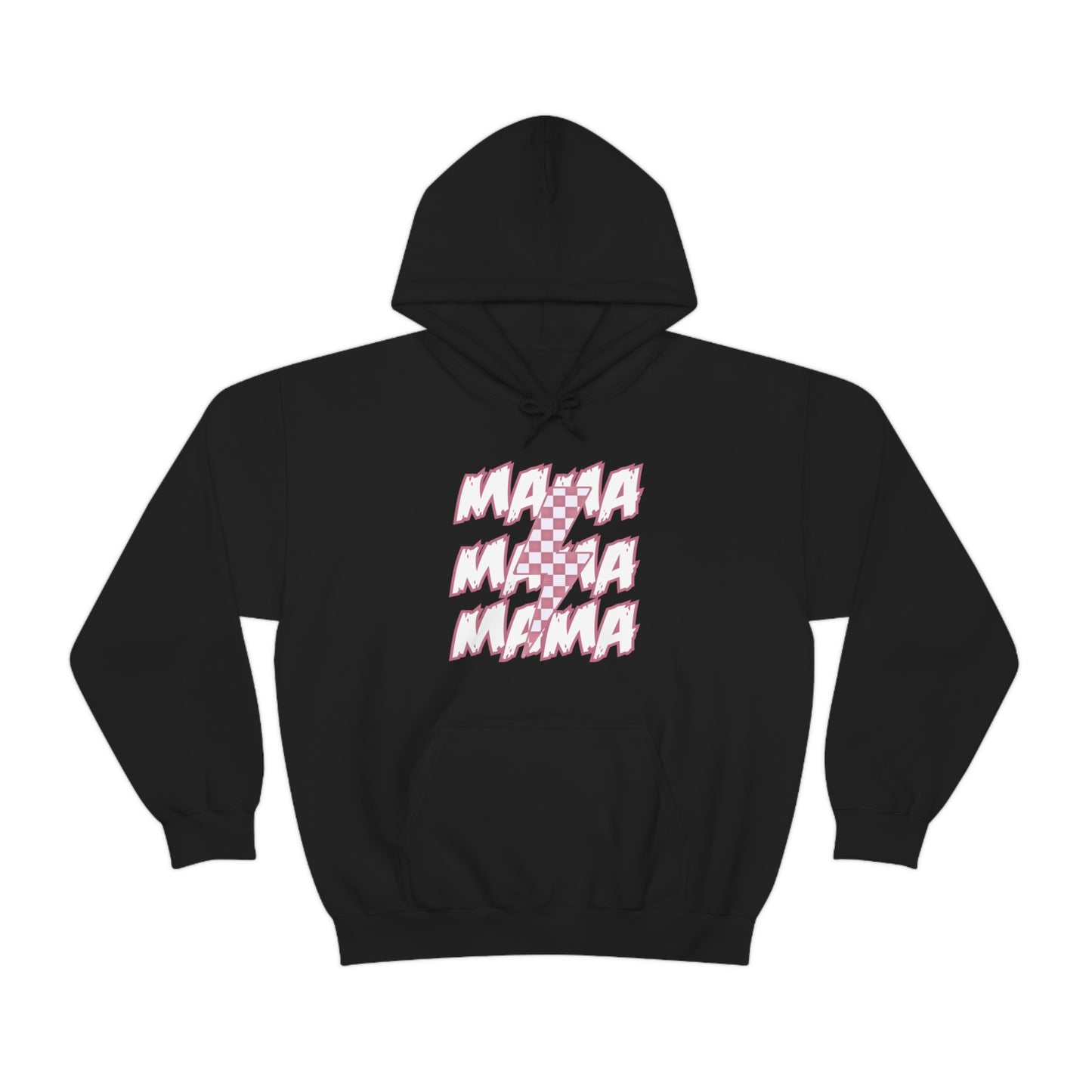 Race Mama Pink Checker Lightning Bolt Hooded Sweatshirt