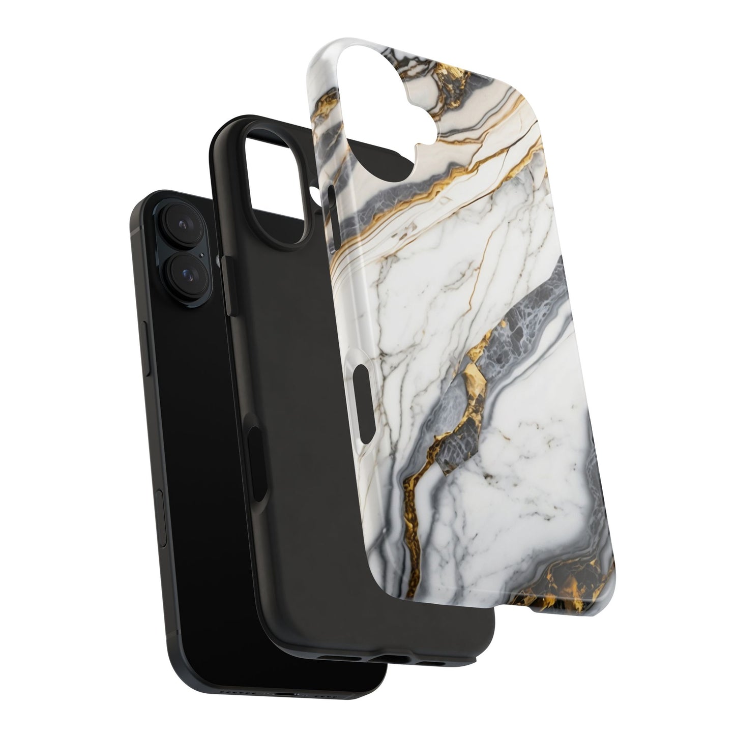 White Gold Marble Tough Phone Cases