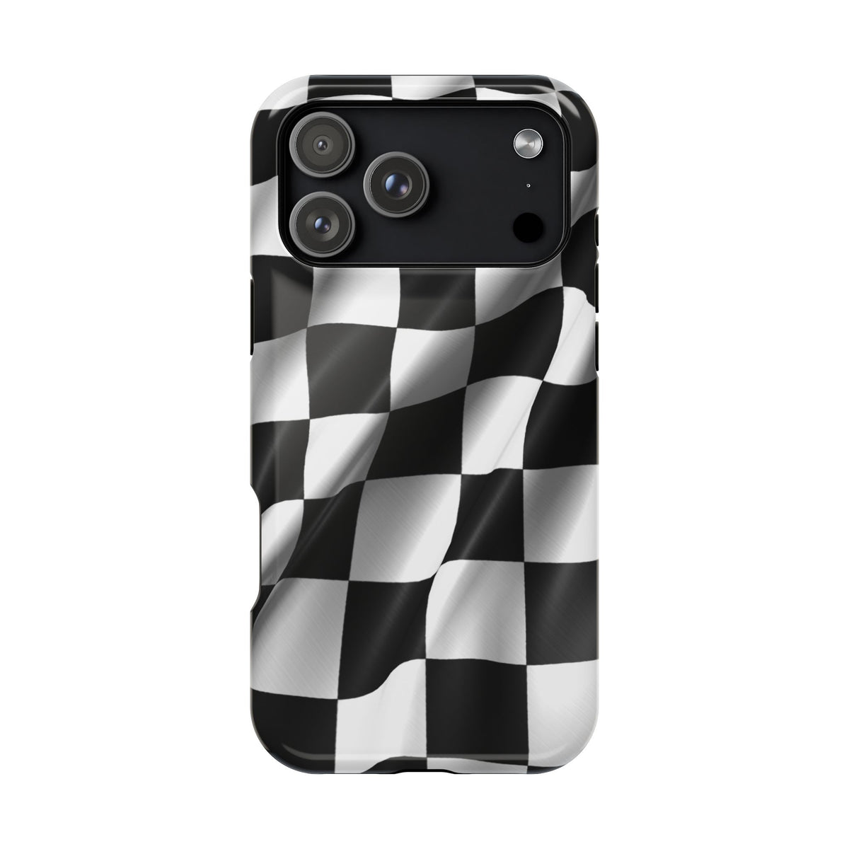 Black and White Checker Flag Waving Magnetic Phone Case