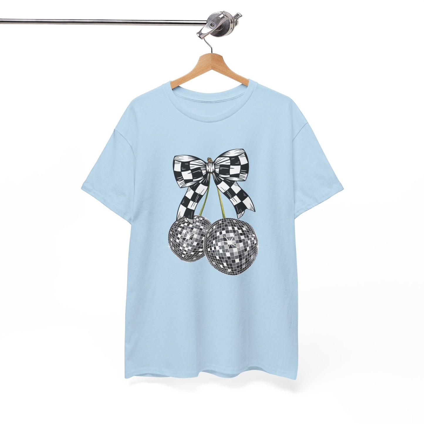 Retro Disco Ball Checkered Flag Bow Racing T-shirt