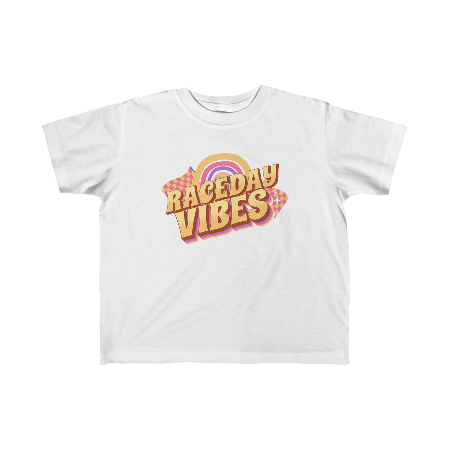 Raceday Vibes Retro Rainbow Toddler's Fine Jersey Tee