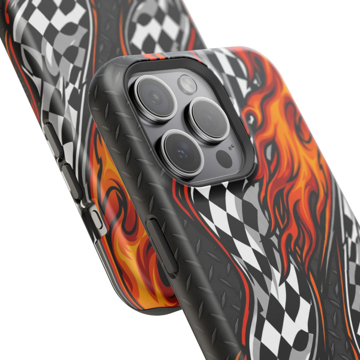 Racing Flames Checkered Flag Magnetic Phone Case