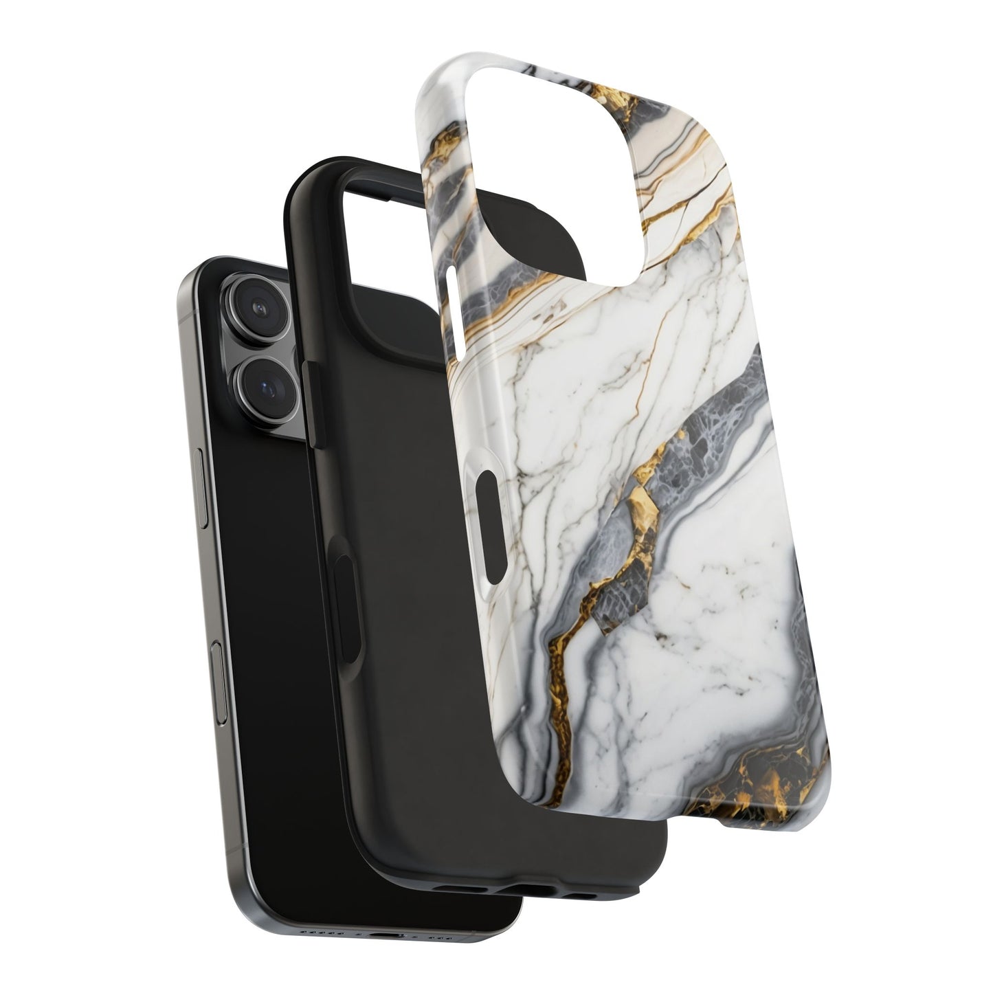 White Gold Marble Tough Phone Cases