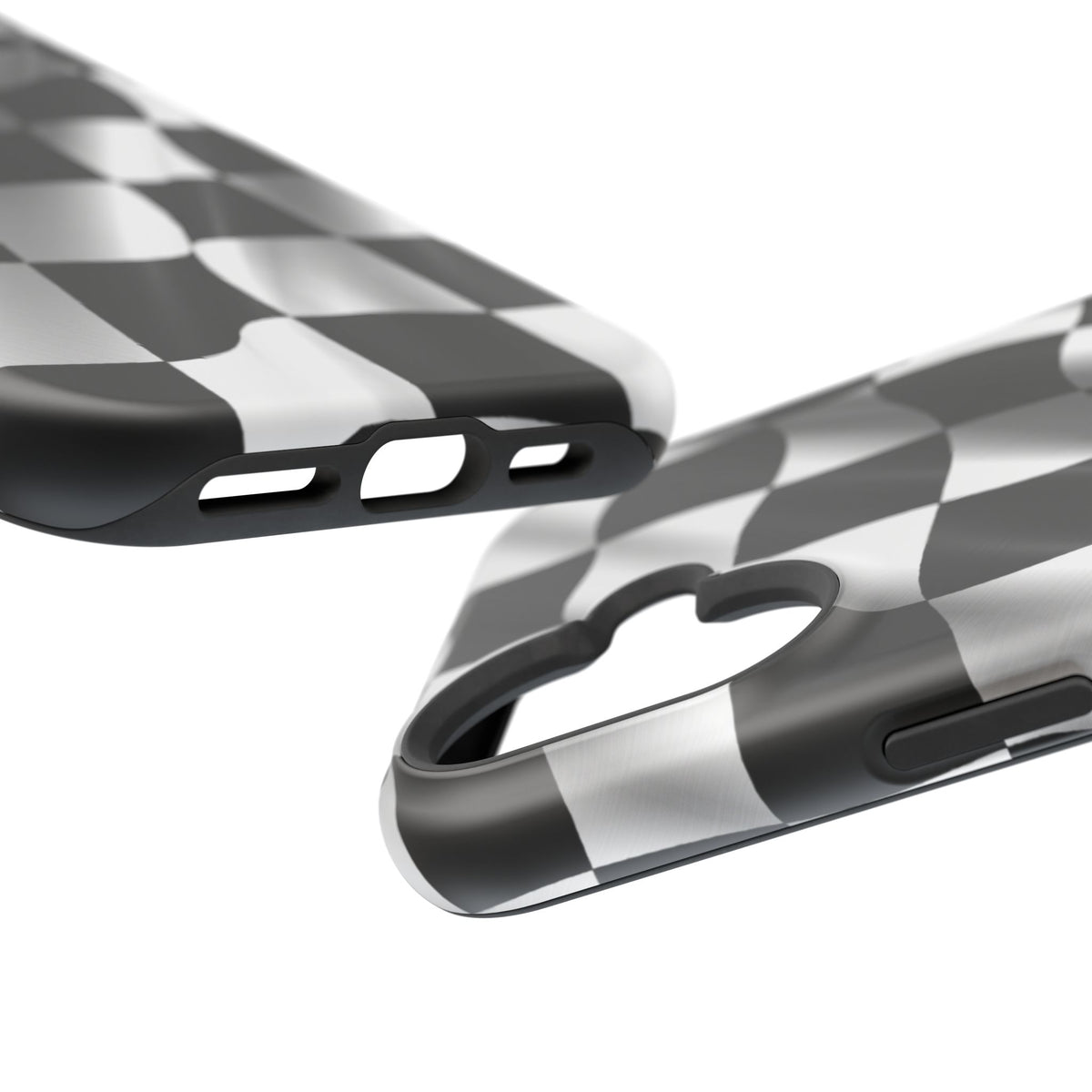 Black and White Checker Flag Waving Magnetic Phone Case
