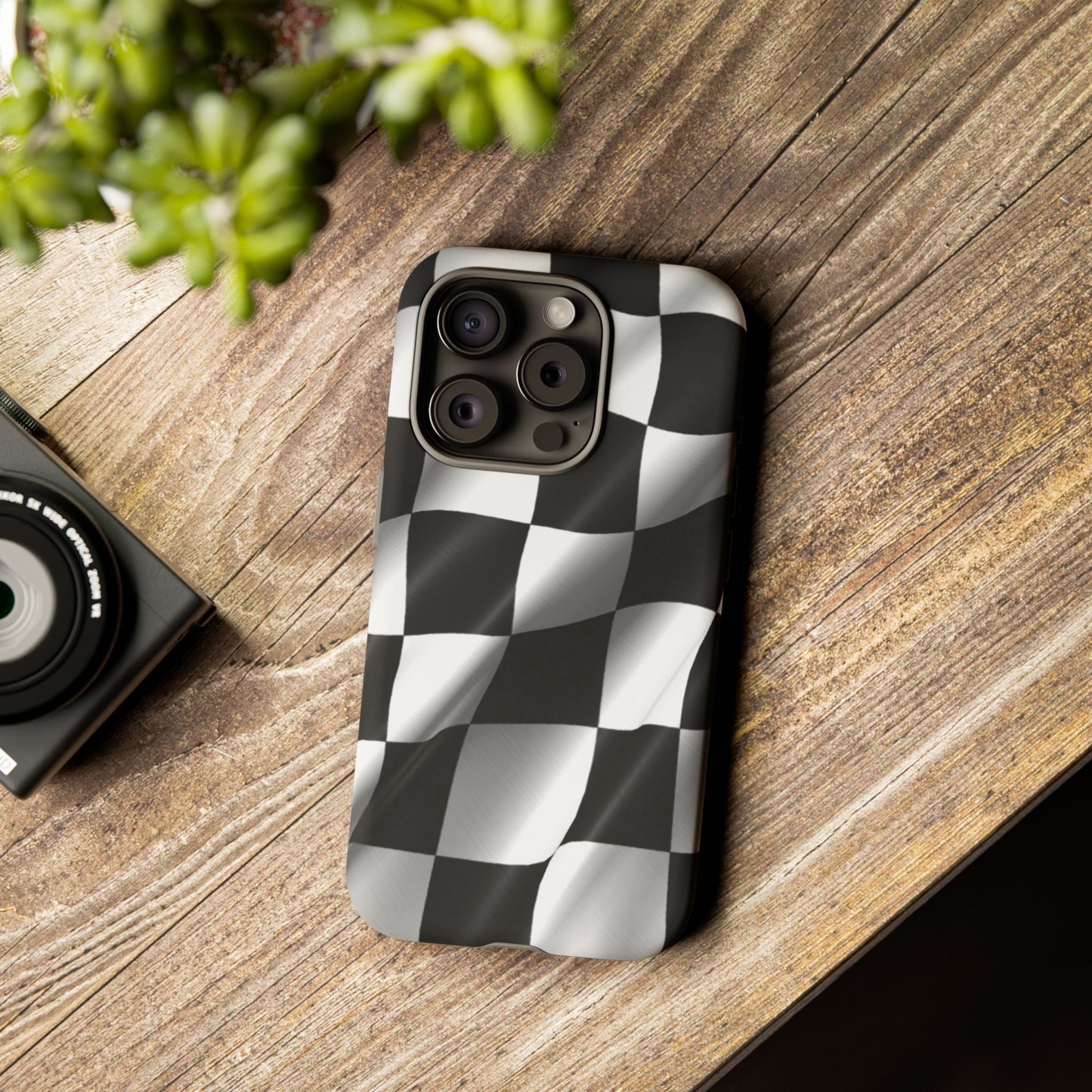 Racing Phone Case, Checkered Flag Design, Tough Case