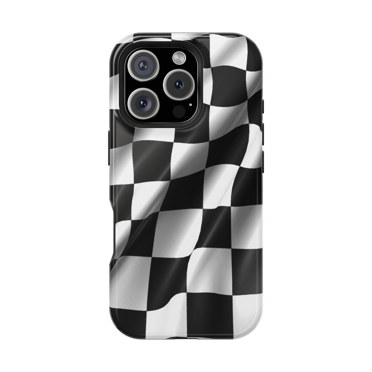 Black and White Checker Flag Waving Magnetic Phone Case