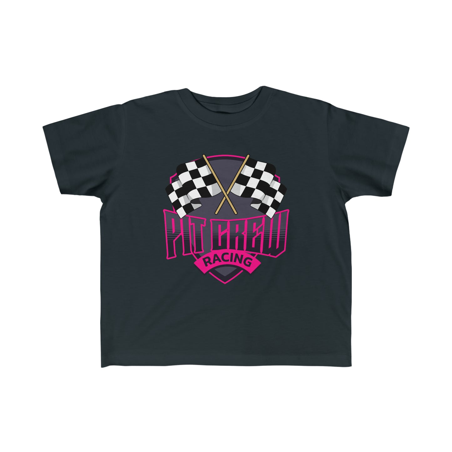 Pit Crew Checker Flag Pink Toddler's Fine Jersey Tee
