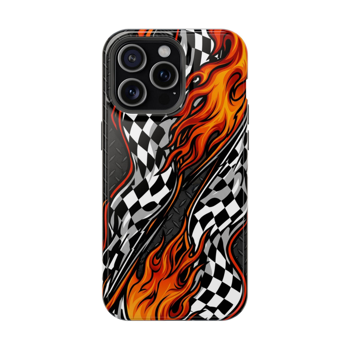 Racing Flames Checkered Flag Magnetic Phone Case