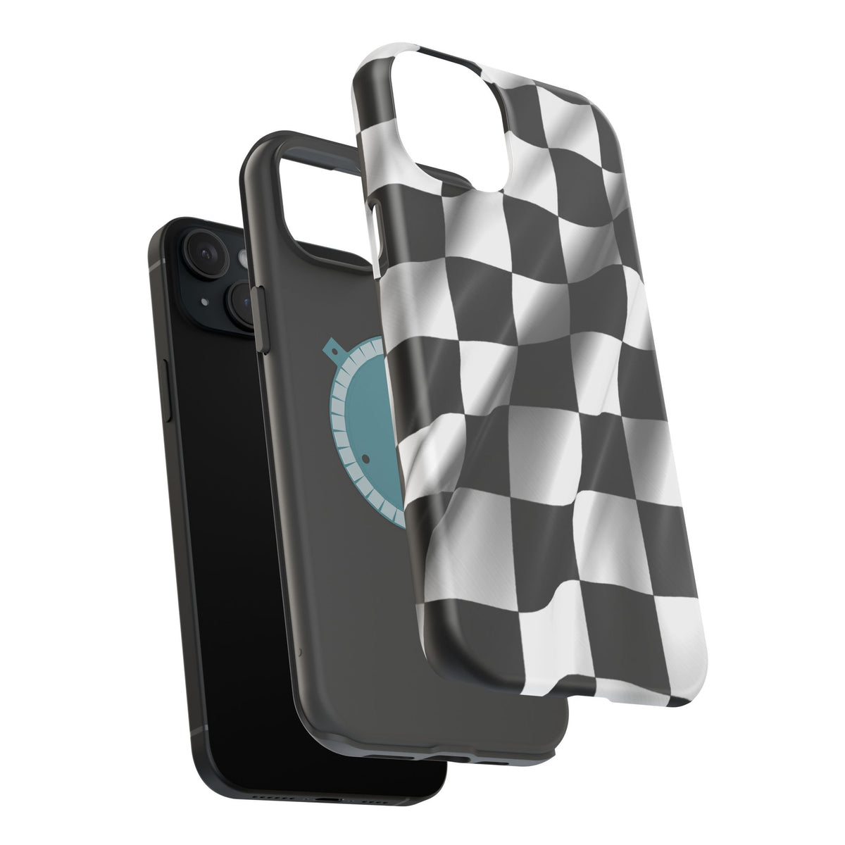 Black and White Checker Flag Waving Magnetic Phone Case