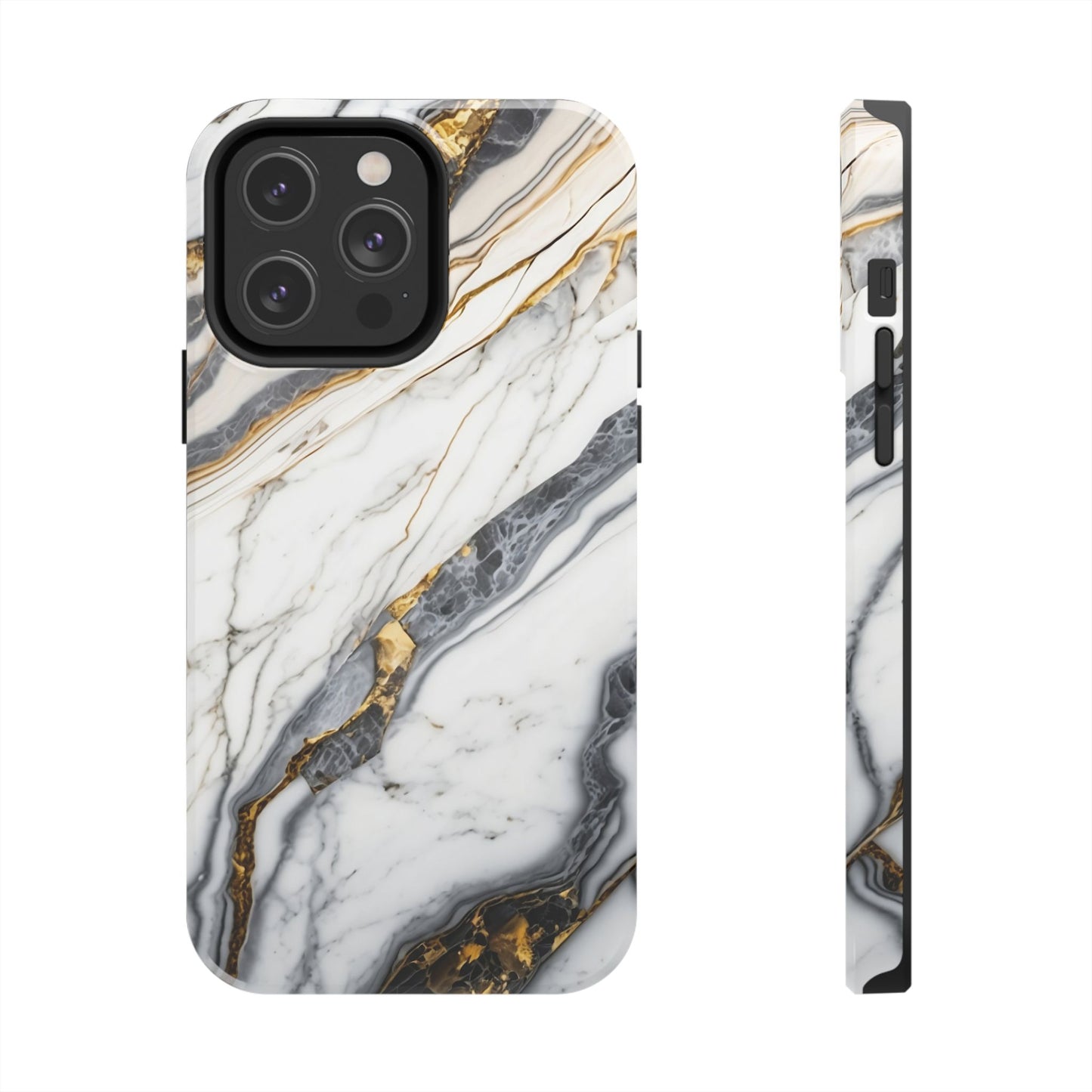 White Gold Marble Tough Phone Cases