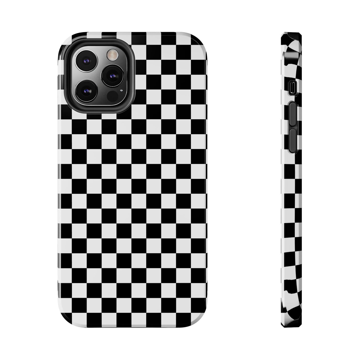 Checker Flag Tough Phone Case - Black and White Graphic Design