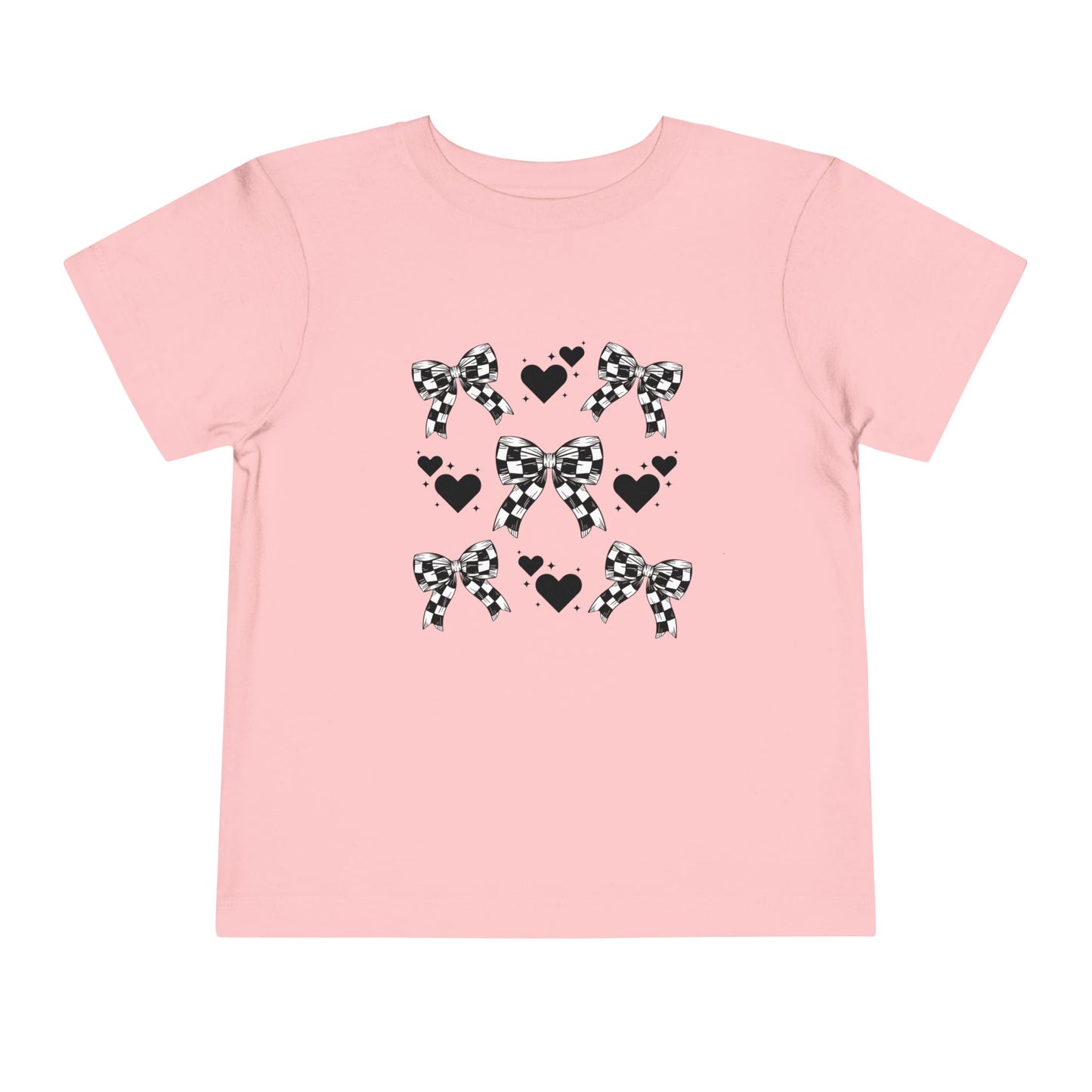 Checker Flag Bows & Hearts Toddler Short Sleeve Tee