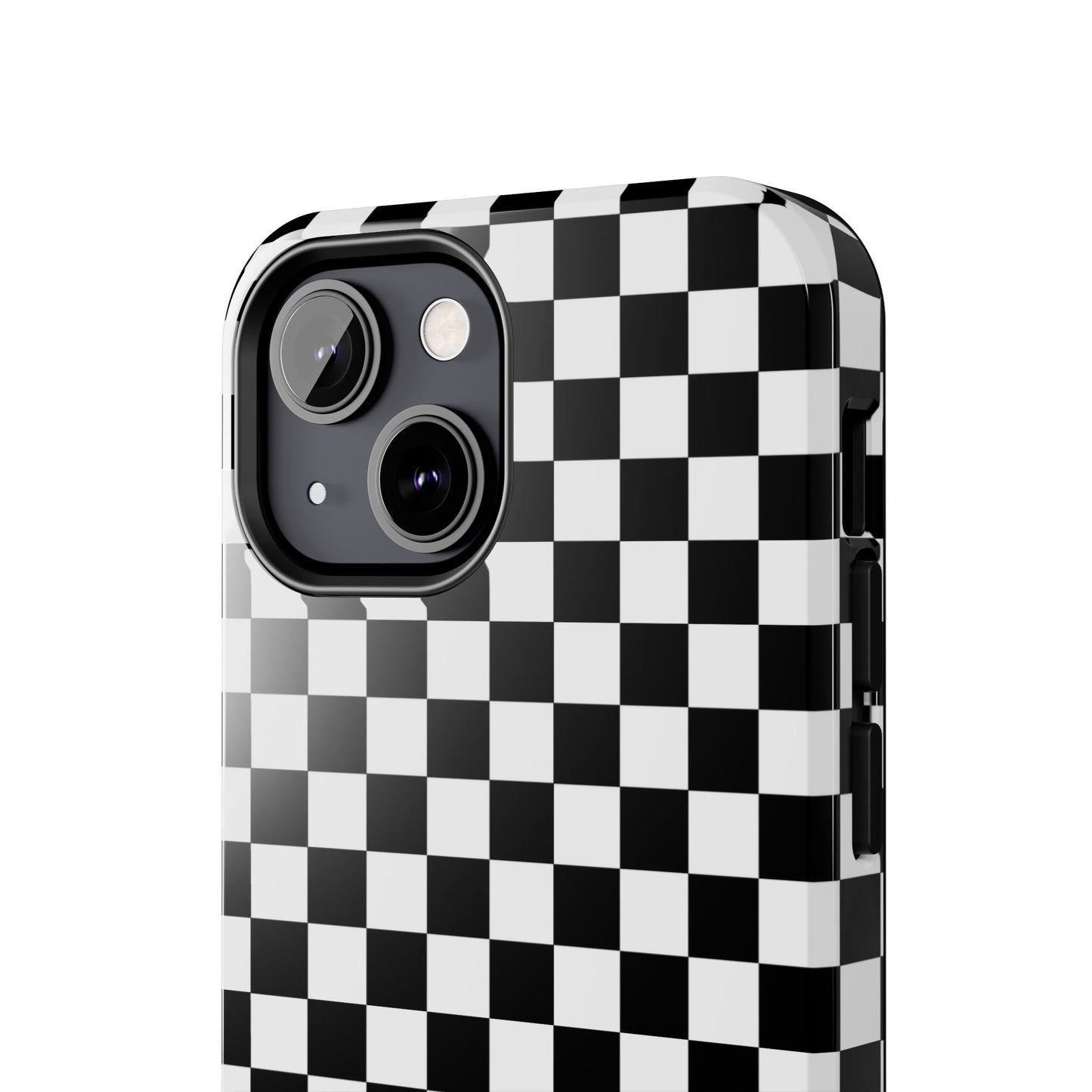 Checker Flag Tough Phone Case - Black and White Graphic Design