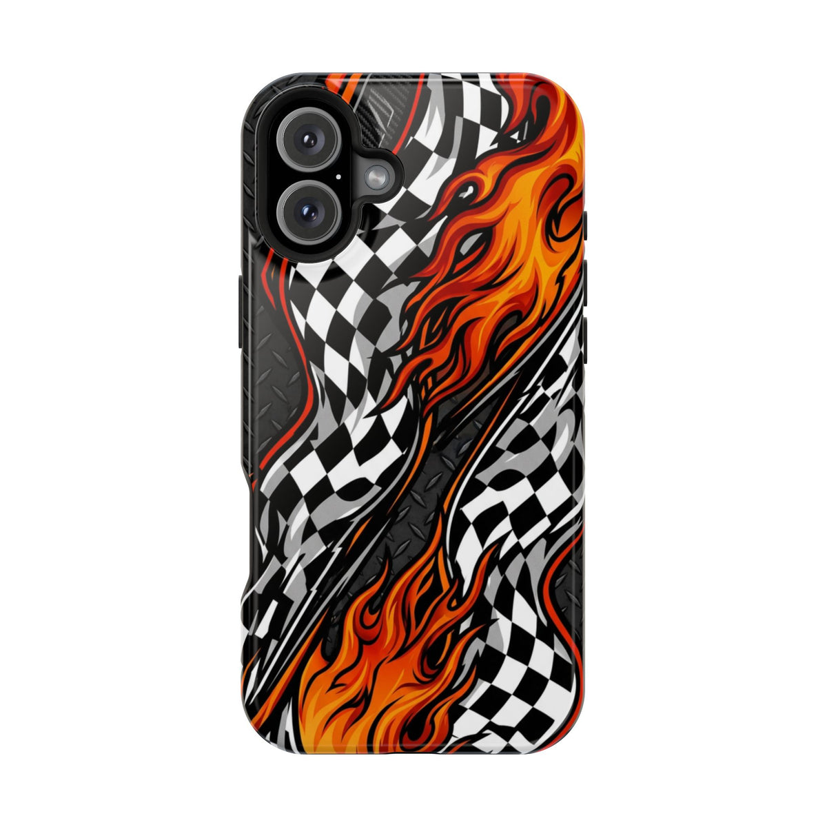 Racing Flames Checkered Flag Magnetic Phone Case