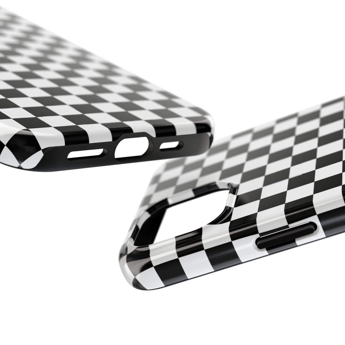Checker Flag Tough Phone Case - Black and White Graphic Design