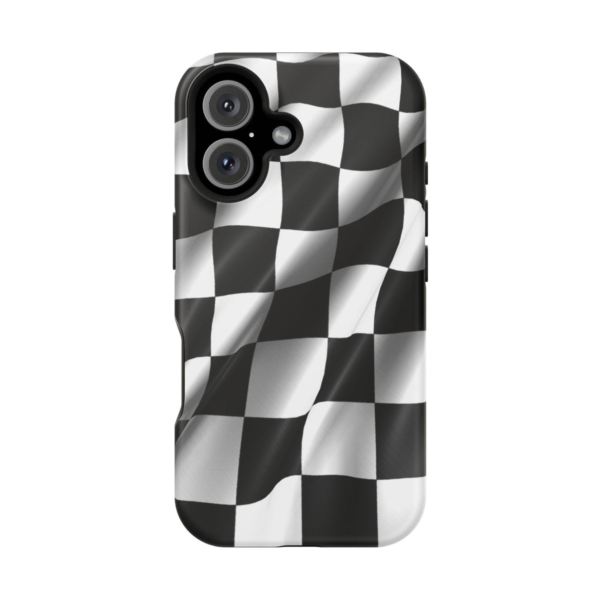 Black and White Checker Flag Waving Magnetic Phone Case