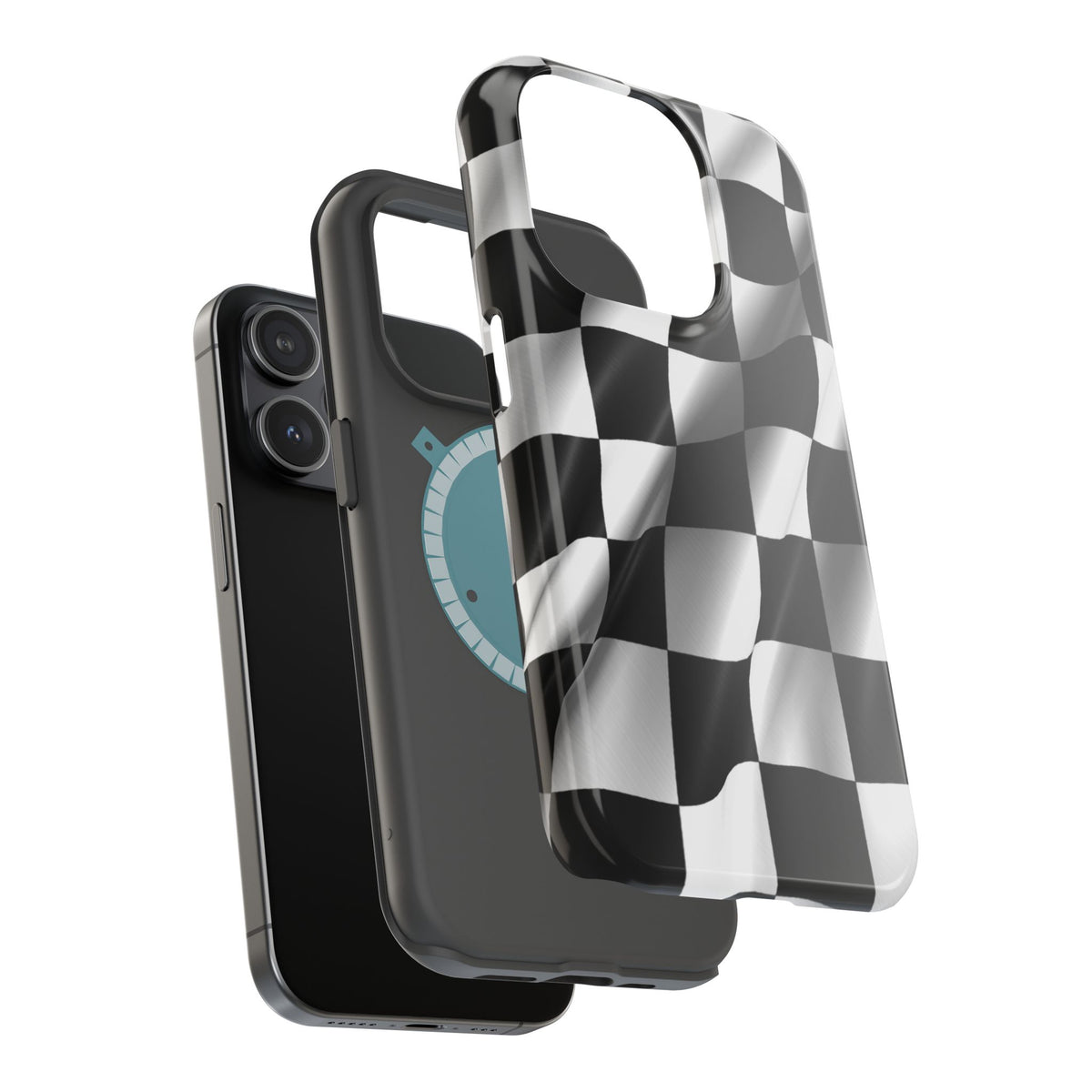 Black and White Checker Flag Waving Magnetic Phone Case