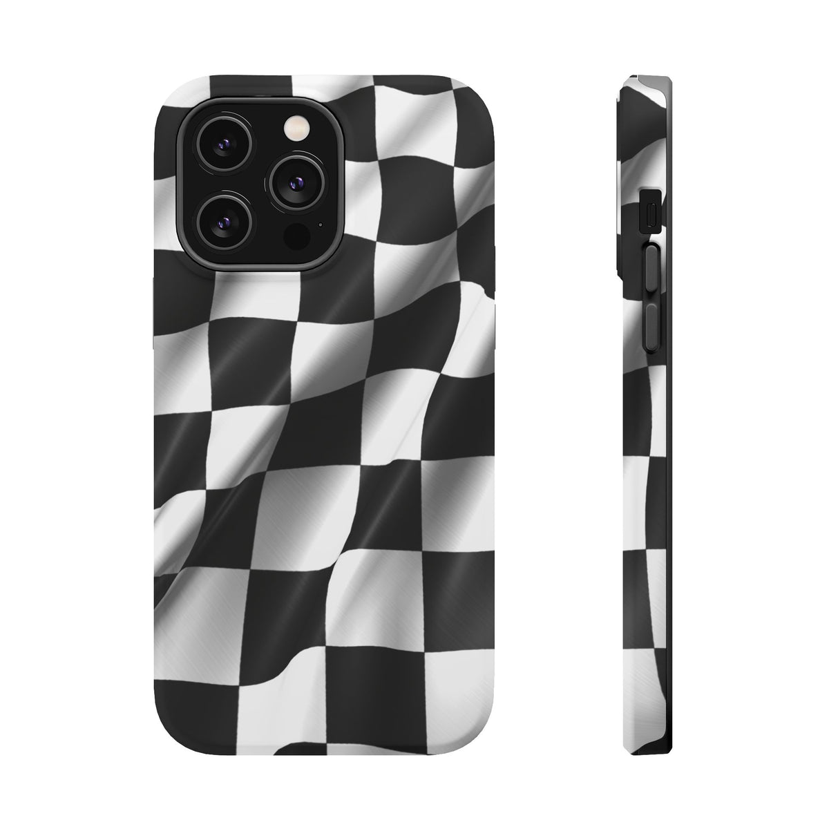 Black and White Checker Flag Waving Magnetic Phone Case