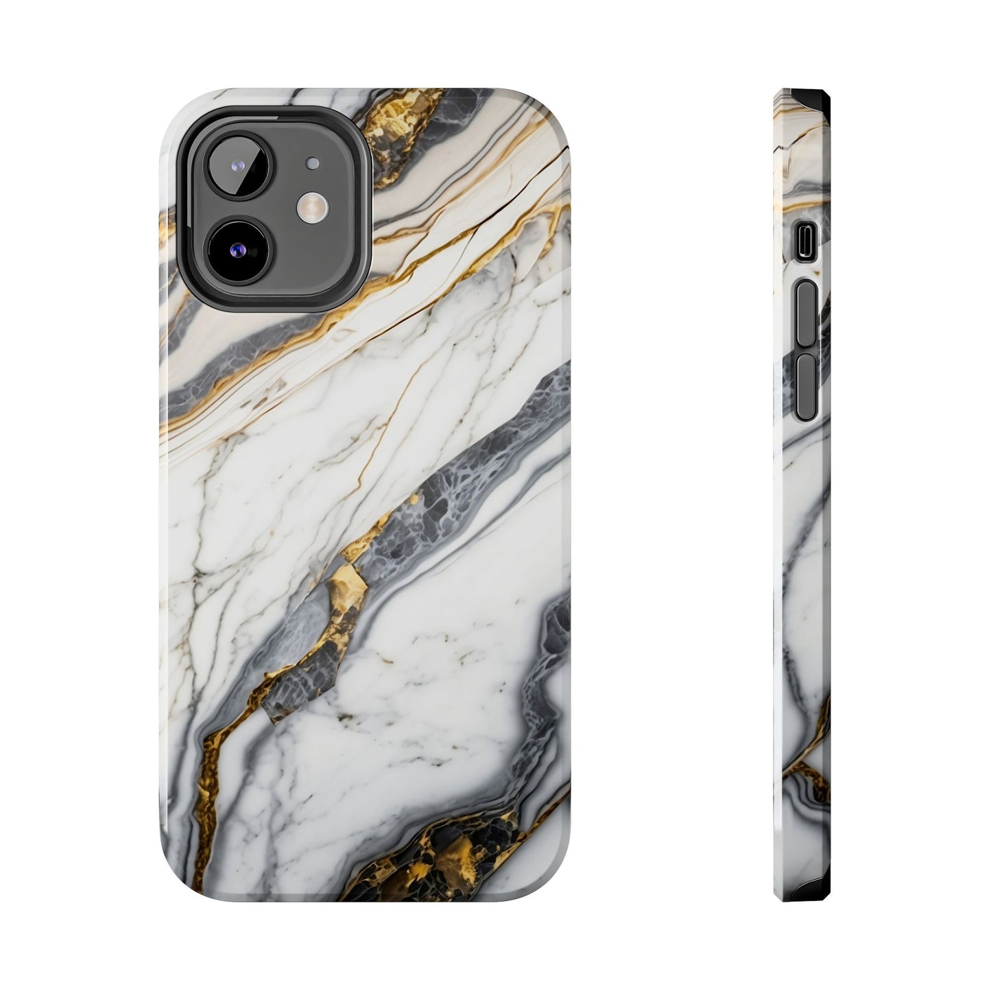 White Gold Marble Tough Phone Cases