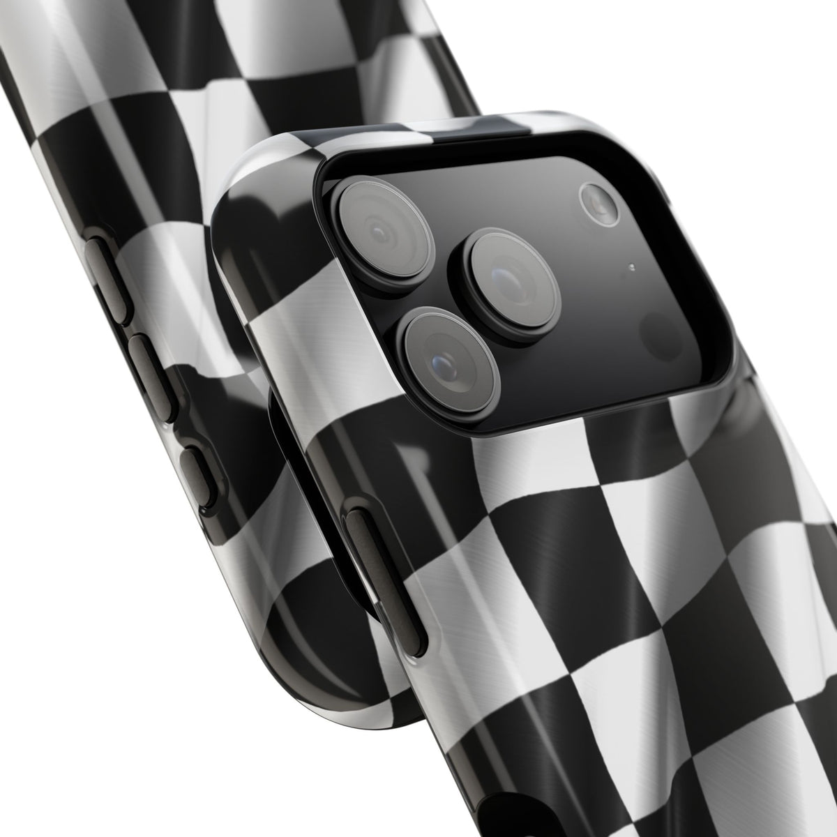 Black and White Checker Flag Waving Magnetic Phone Case