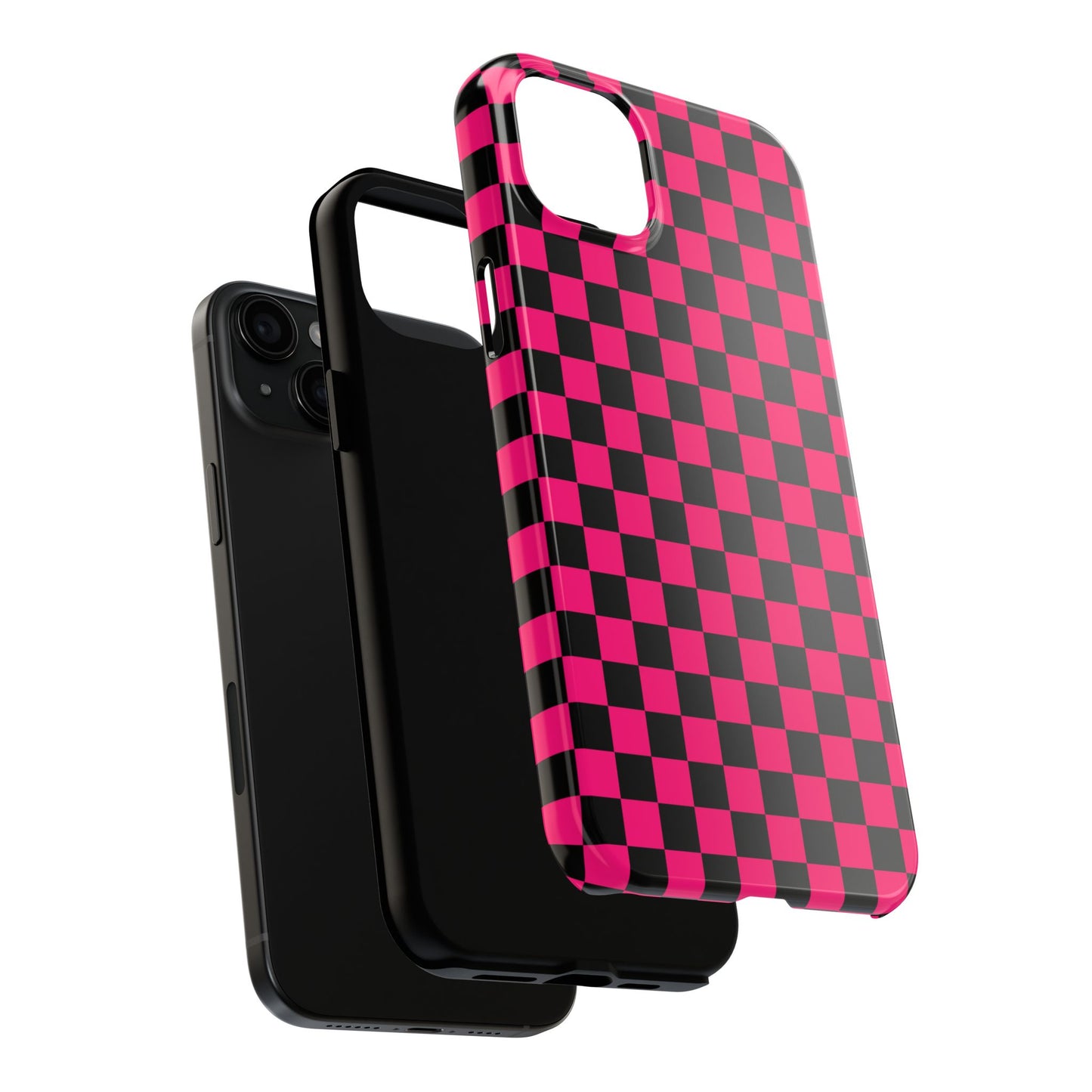 Checker Flag Graphic Pink And Black Tough Phone Cases