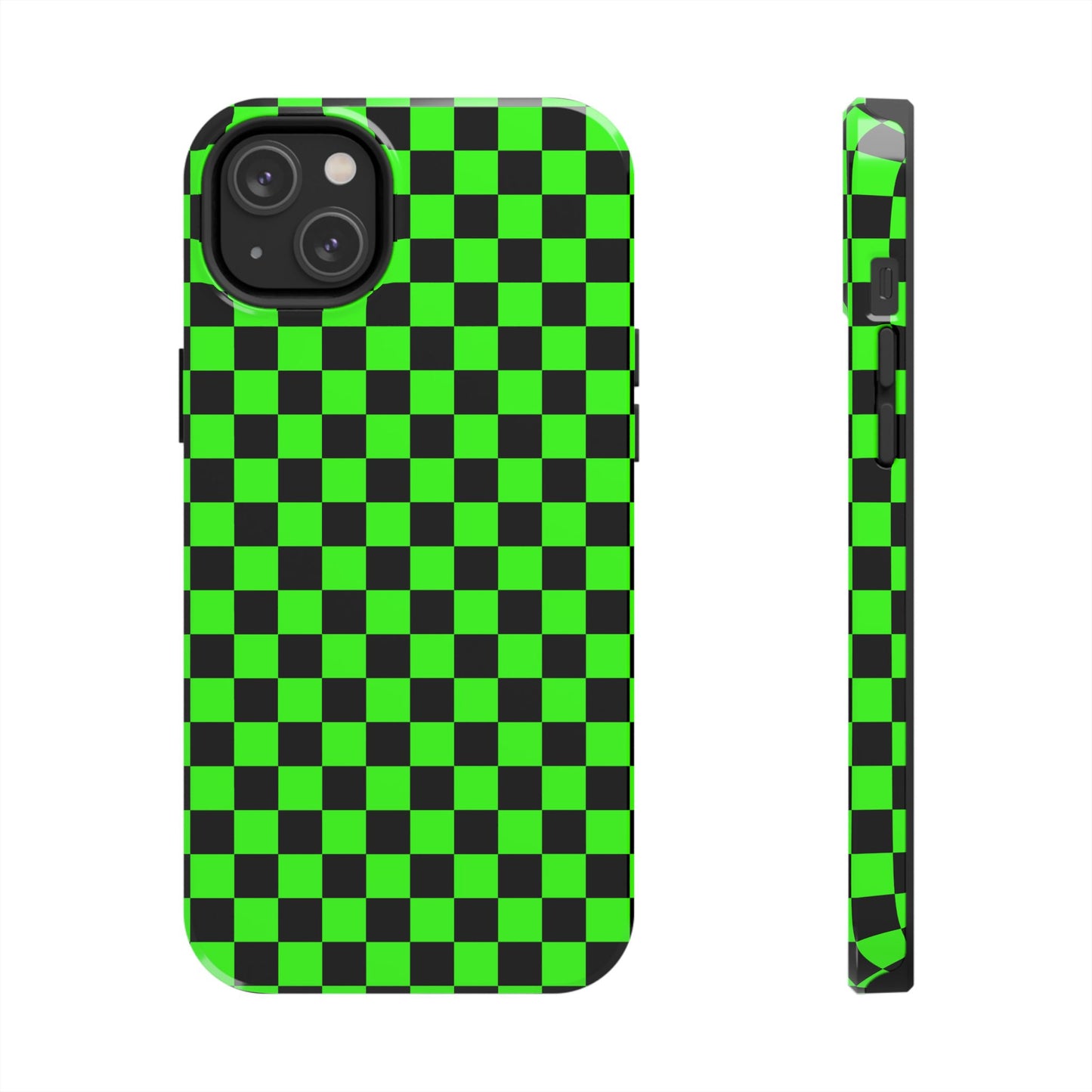 Green and Black Checkered Checkerboard Tough Phone Case