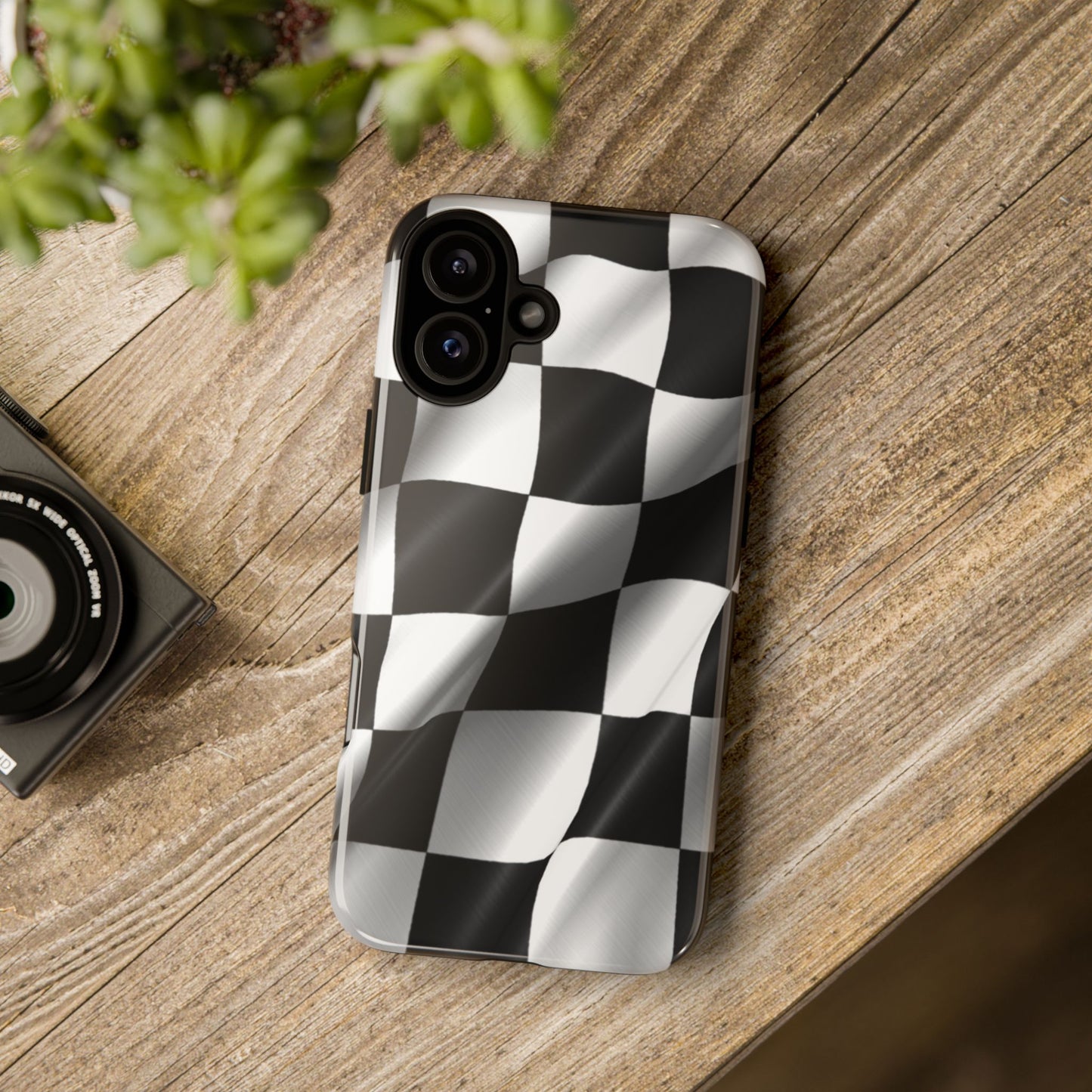 Racing Phone Case, Checkered Flag Design, Tough Case