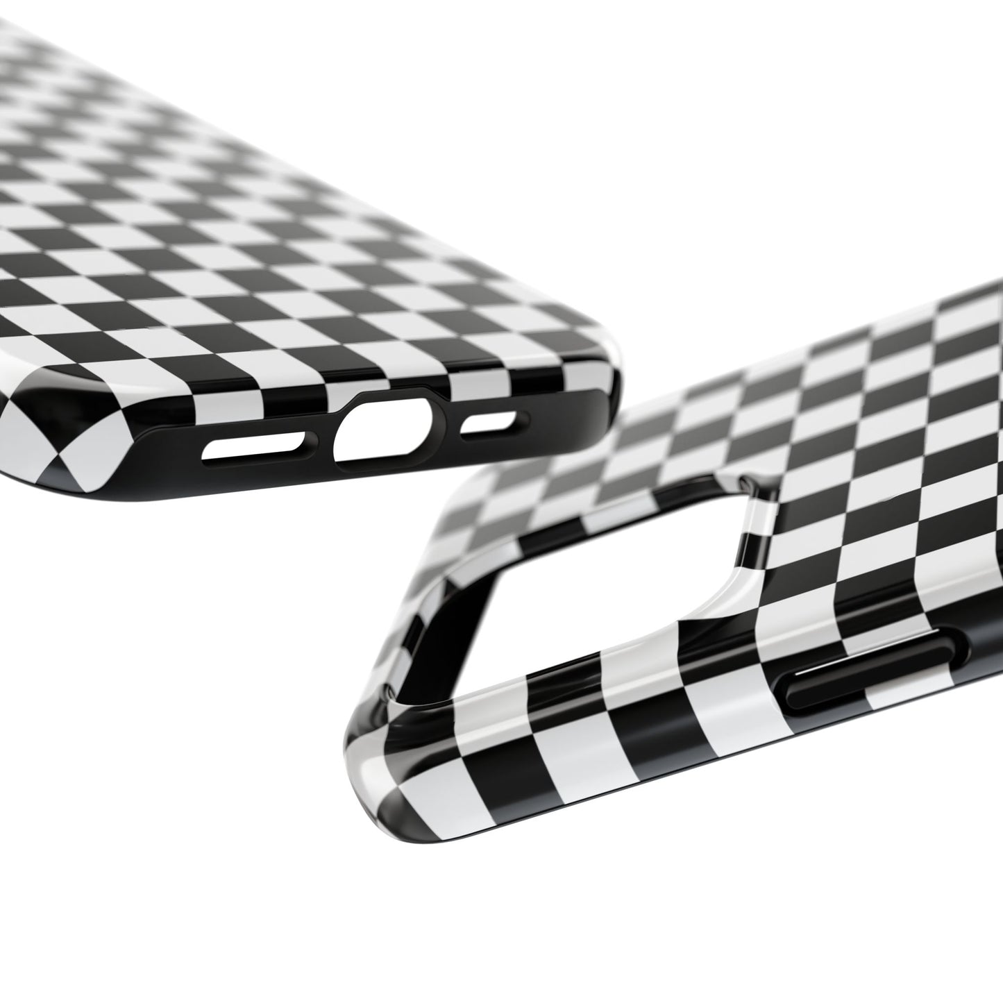 Checker Flag Tough Phone Case - Black and White Graphic Design