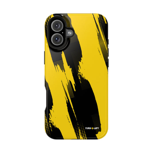 Yellow Black Abstract Brushstroke Magnetic Phone Case